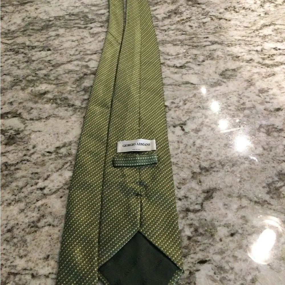 Giorgio Armani Green Textured Silk Tie with Subtle Speckle